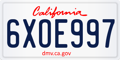 CA license plate 6XOE997