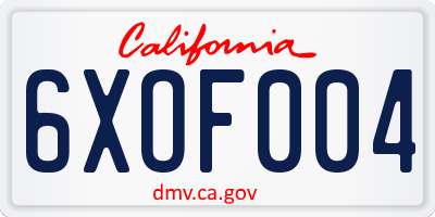 CA license plate 6XOF004