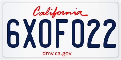 CA license plate 6XOF022