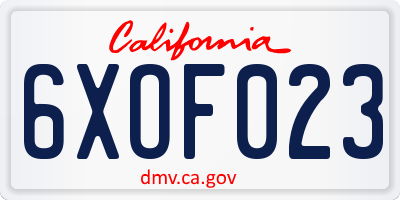 CA license plate 6XOF023