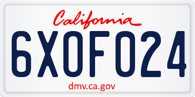 CA license plate 6XOF024