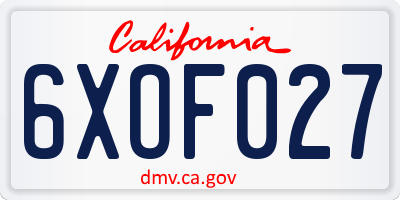 CA license plate 6XOF027