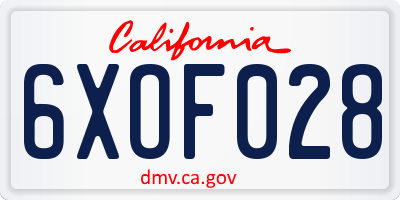CA license plate 6XOF028