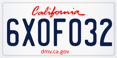 CA license plate 6XOF032