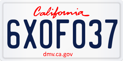 CA license plate 6XOF037