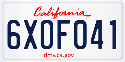 CA license plate 6XOF041