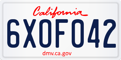 CA license plate 6XOF042