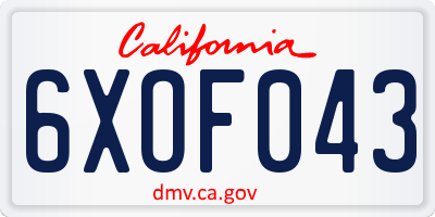 CA license plate 6XOF043