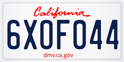 CA license plate 6XOF044