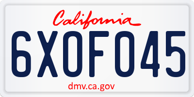 CA license plate 6XOF045
