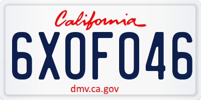 CA license plate 6XOF046