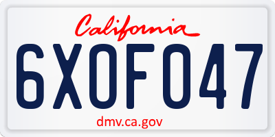 CA license plate 6XOF047