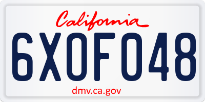 CA license plate 6XOF048