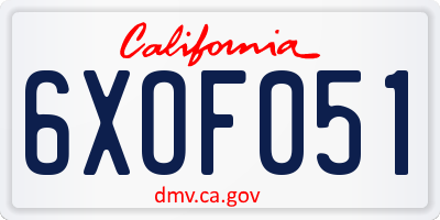 CA license plate 6XOF051