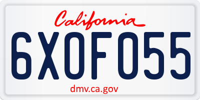 CA license plate 6XOF055