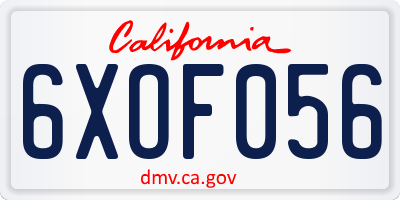 CA license plate 6XOF056