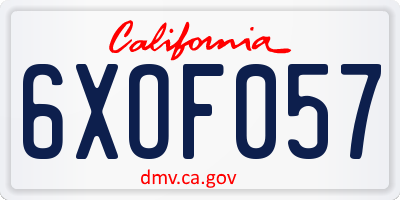 CA license plate 6XOF057