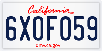 CA license plate 6XOF059