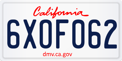 CA license plate 6XOF062