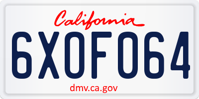 CA license plate 6XOF064