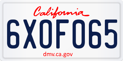 CA license plate 6XOF065