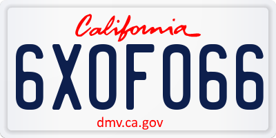 CA license plate 6XOF066