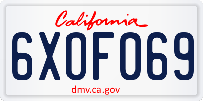 CA license plate 6XOF069