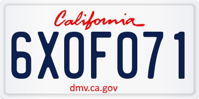 CA license plate 6XOF071