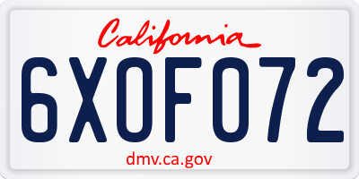 CA license plate 6XOF072