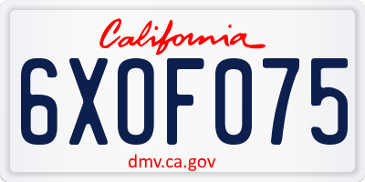 CA license plate 6XOF075