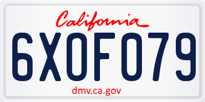 CA license plate 6XOF079