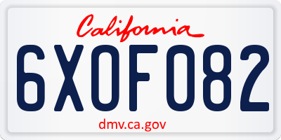 CA license plate 6XOF082
