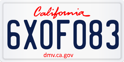 CA license plate 6XOF083