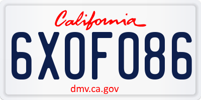 CA license plate 6XOF086