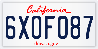 CA license plate 6XOF087