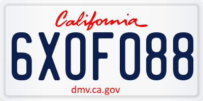 CA license plate 6XOF088