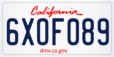 CA license plate 6XOF089
