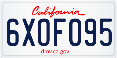 CA license plate 6XOF095