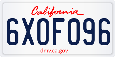 CA license plate 6XOF096