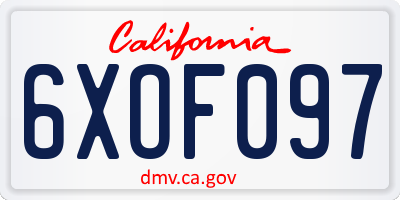 CA license plate 6XOF097