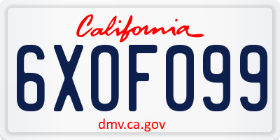 CA license plate 6XOF099