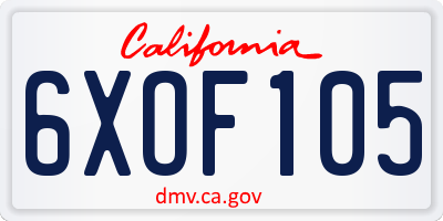 CA license plate 6XOF105