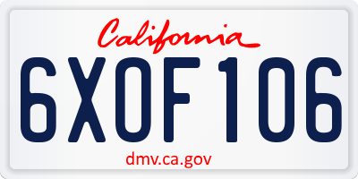 CA license plate 6XOF106