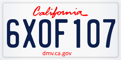 CA license plate 6XOF107
