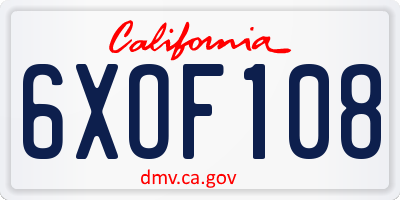 CA license plate 6XOF108