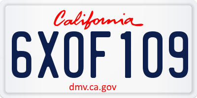 CA license plate 6XOF109