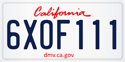 CA license plate 6XOF111