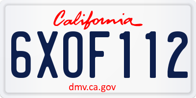CA license plate 6XOF112