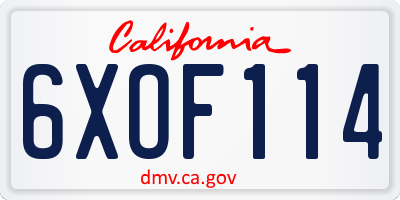 CA license plate 6XOF114