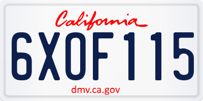 CA license plate 6XOF115